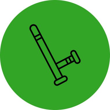 Beyaz arkaplanda izole edilmiş yeşil çizgi kürek ikonu. Bahçıvanlık aleti. Bahçıvanlık, tarım, çiftçilik için bir araç. vektör illüstrasyonu