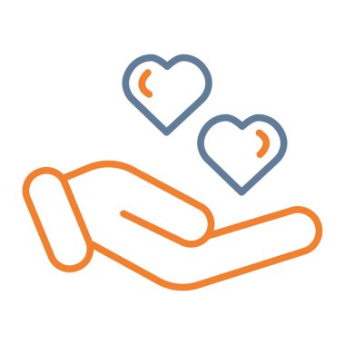 kalp ve kurdele ince çizgi vektör simgesi