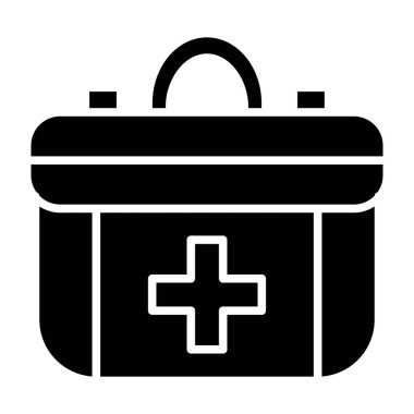 İlk yardım kutusu simgesi. Web tasarımı için ilk yardım kutusu vektör simgesinin özeti