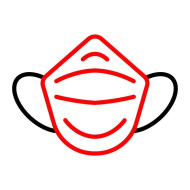 Maskeli bir maskenin kırmızı ve beyaz ikonunun vektör çizimi