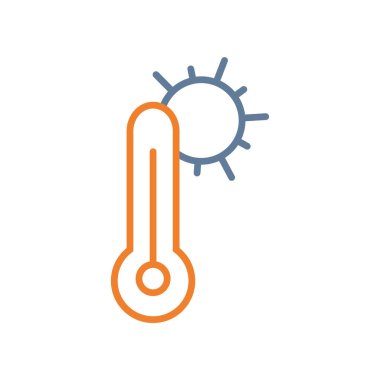 Termometre simgesi. Beyaz üzerine izole edilmiş ince çizgi ikonu çizimi. özet