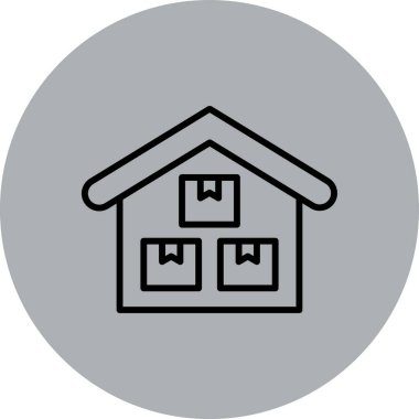 Depo binası simgesi, vektör illüstrasyonu