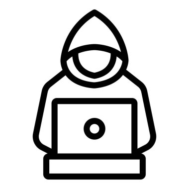 Laptop ikonlu bir laptop. Web tasarımı için basit çevrimiçi alışveriş vektör çizelgesi çizimi