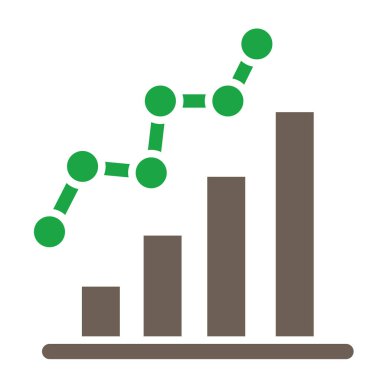 bar çizelgesi simgesi. Vektör biçimi düz ikonik bicolor sembolü, eko yeşil ve gri renkler, gri arkaplan.