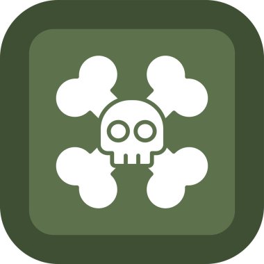 Kafatası vektör simgesi. Stil iki renkli düz yuvarlak sembol, eko yeşil ve gri renkler, yuvarlak açıları, beyaz arka plan