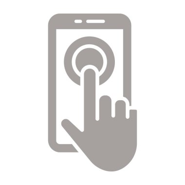 Akıllı telefon ikonu el ele tutuşuyor. Akıllı telefon ikonuyla el ele tutuşmak. izole vektör.