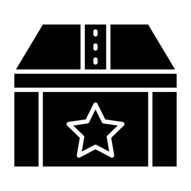 Beyaz arkaplan üzerinde yıldız olan bir kutunun vektör çizimi