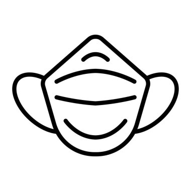 yüz maskesi çizgi simgesi, konsept illüstrasyon, dış hat sembolü, vektör işareti, doğrusal sembol.