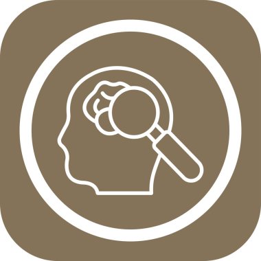 Beyin vektör simgesi. resim biçimi yuvarlak kare tuşlu, beyaz ve kahverengi renkli düz simge simgesidir..