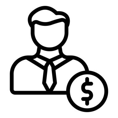 Dolar simgesi ve taslak biçimi olan iş adamı