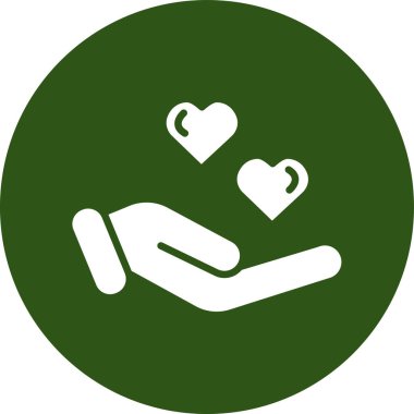 kalp bakımı elleri yuvarlak vektör simgesi