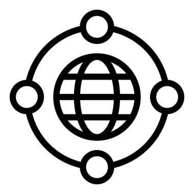 Beyaz arkaplanda izole edilmiş küresel ağ çizgisi simgesi, ana hat vektör işareti, sembol veya piktogram, doğrusal biçim illüstrasyonu. düzenlenebilir vuruş