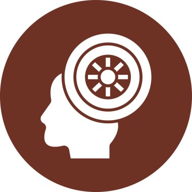 beyin düz yuvarlak vektör simgesi ve gölge