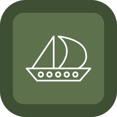 Gemi vektör simgesi. resim biçimi yuvarlak kare düğmesi içindeki düz simge sembolüdür, beyaz ve yeşil renkler.