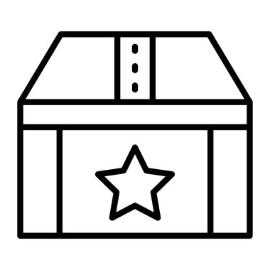 Yıldız, çizgi simgesi, konsept, yıldız, kutu, hediye simgesi, vektör işareti, web konsepti tasarımı için tasarım biçimi simgesi