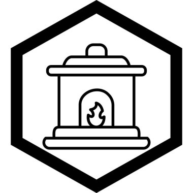 Şömine simgesinin vektör illüstrasyonu