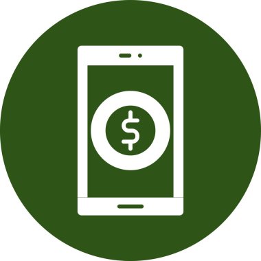 mobil ödeme düz yuvarlanmış vektör simgesi