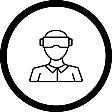 Gözlüklü ve kask ikonlu adam, basit vektör