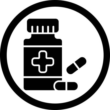 İlaç şişesi ikonu. İnternet için uyuşturucu vektör simgelerinin basit illüstrasyonu