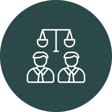 Hukuk ve adalet ikonunun vektör illüstrasyonu. düzenlenebilir hukuk ve adalet