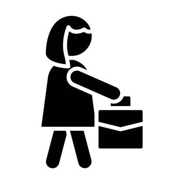 Kağıt torba ikon vektör çizimi çizimi olan kadın