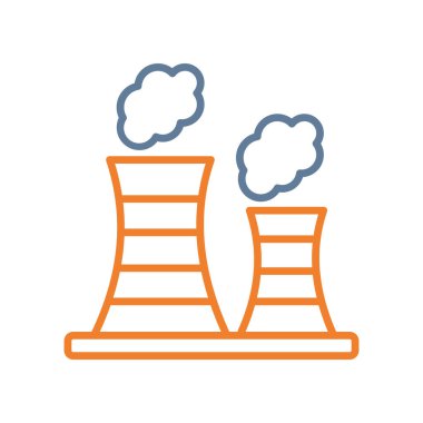 Beyaz arkaplanda izole edilmiş nükleer santral ikonu vektörü, sizin ağ ve mobil uygulama tasarımınız, nükleer santral logosu konseptiniz