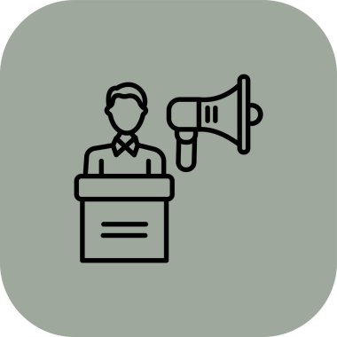 Megafon hattı simgesine sahip iş adamı