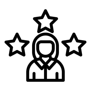 Beyaz arkaplanda izole edilmiş yıldız çizgi simgesi, vektör ve illüstrasyon, işaret, doğrusal simge