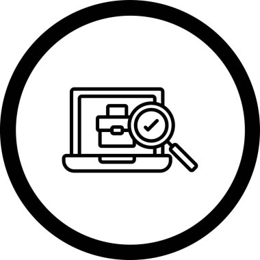 Büyüteç ikonlu bir laptop. vektör illüstrasyonu