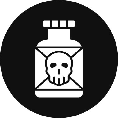 zehirli şişe glyph daire simgesi tasarımı, düzenlenebilir vektör