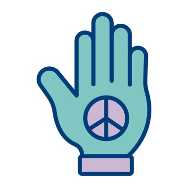 Barış sembolü simgesi, satır ve dolgu biçimi, vektör illüstrasyonu ile barış