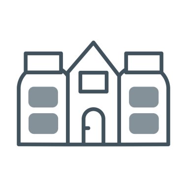 bina evi vektör çizgisi simgesi, işaret, beyaz arkaplan üzerindeki illüstrasyon, düzenlenebilir vuruşlar