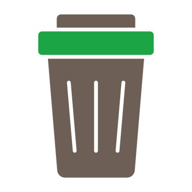 Çöp can düz vektör simgesi