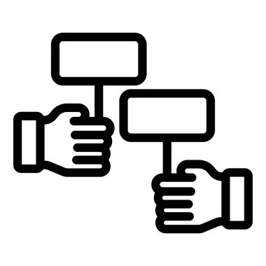 Konuşma balonu simgesi ile el, özet biçimi