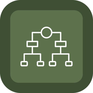 ağ simgesi. Vektör biçimi yeşil kare gri renktir, beyaz arkaplanda düz yuvarlak kare düğme