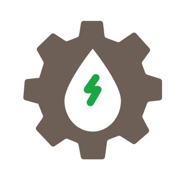 Fiş ve dişli simgesi olan yeşil yaprağın vektör çizimi