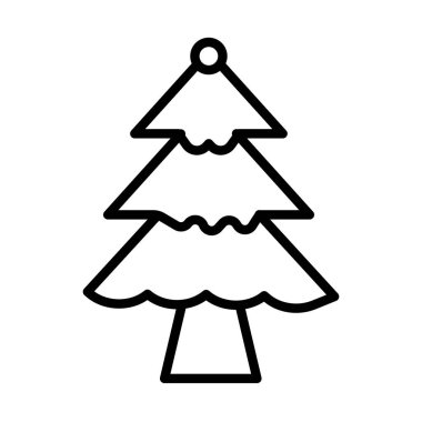 Noel ağacı çizgisi ikon vektör illüstrasyonu