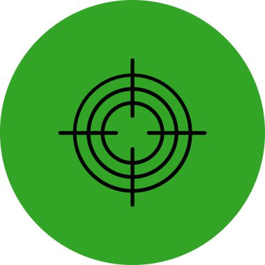 Hedef simgesi. Bu düz vektör çizimi yeşil renk ve yuvarlak açılar kullanır ve beyaz bir arkaplanda izole edilir..