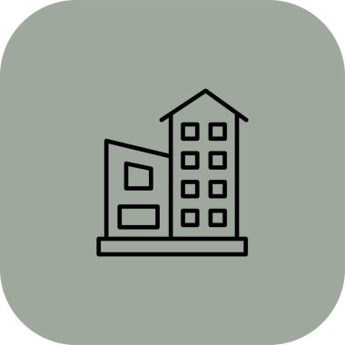 okul binası düz simgesi, vektör illüstrasyonu