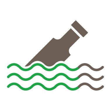 Suyun içinde sıvı olan şişe, düz vektör simgesi