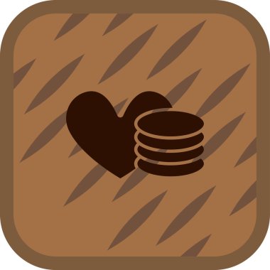 Bozuk para yığını ikonu. vektör biçimi, yuvarlak açılı, kahverengi ve beyaz arkaplan, kahverengi arkaplan ve çift renkli düz simgelerdir..