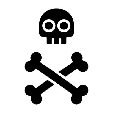 kafatası ve kemik ikonu vektör çizimi