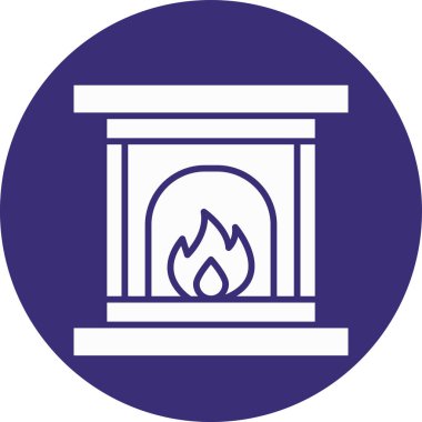 Şömine Simgesi, vektör illüstrasyonu