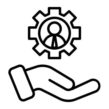 İnsan eli ve dişli simgesi