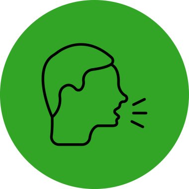 Konuşma balonu ikonu olan bir çocuk. vektör illüstrasyonu