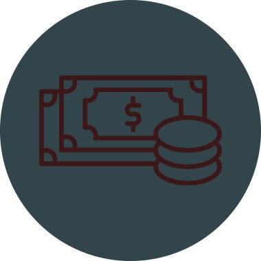 Dolar madeni para vektör simgesi. biçim düz yuvarlak sembol, yumuşak renk sembolü yuvarlak açılar, beyaz arkaplan