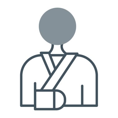 Emniyet simgesi, çizgi simgesi, vektör illüstrasyonu için kemerli ve çantalı bir adam