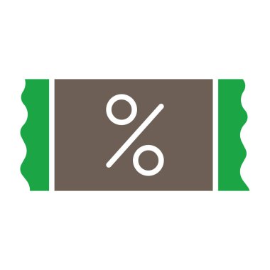 Yüzde indirim vektör simgesi. biçim düz sembol, kahverengi renk, yuvarlak açılar, beyaz arkaplan