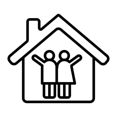 Aile evi vektör çizgisi simgesi, aile ve aile simgesi, işaret, ev sembolü