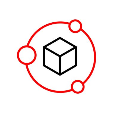 küp vektör ince çizgi simgesi